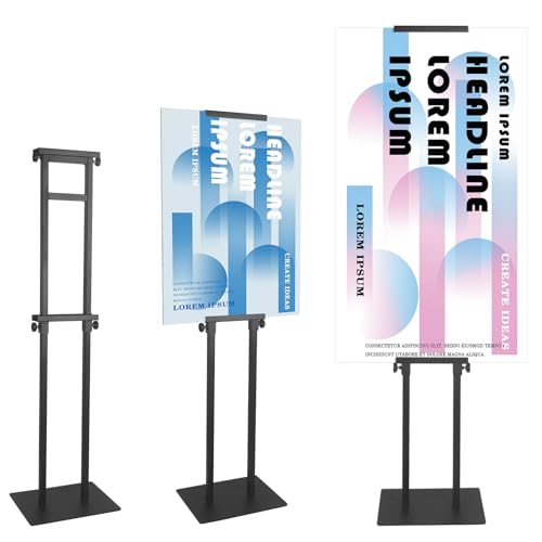 QKA Heavy Duty Poster Stand for Display, Double Sided Pedestal Sign Holder , Adjustable Floor Standing Height to 75 inches, Easy to Install, Suitable for Exhibitions,restaurants,theaters