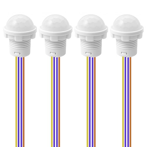 Gebildet 4pcs Motion Sensor Light Switch, PIR Infrared Sensor, 30S Time Delay, Smart Detection for LED, Bulb and Other Existing Light, Ceiling & Wall Mount, Automatic Light Control, 100-240V/40W - color: White-E1664