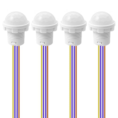 Gebildet 4pcs Motion Sensor Light Switch, PIR Infrared Sensor, 30S Time Delay, Smart Detection for LED, Bulb and Other Existing Light, Ceiling & Wall Mount, Automatic Light Control, 100-240V/40W - color: White-E1664