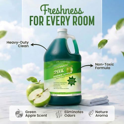 Advanage 20X All Purpose Cleaner Concentrate – The Wonder Cleaner 128 fl oz Green Apple Cleaning Supplies for Bathroom Cleaner, Floor Cleaner, Multipurpose Cleaner | Made in USA Multisurface Cleaner - size: 128 Fl Oz (Pack of 1)