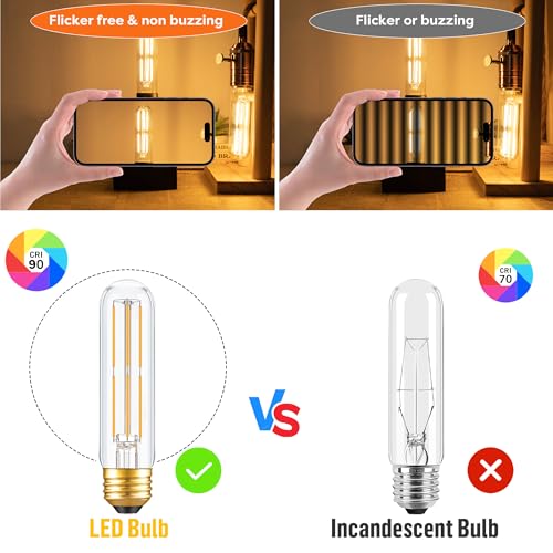 Dimmable E26 T10 LED Bulb Tube Light Bulbs 6W,2700K Solf White 600LM - color: Warm White 2700k, size: 5 Inch-2 Count