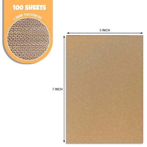 100 Pack 5x7 Corrugated Cardboard Sheets, Flat Cardboard Insert for Filler Pads, DIY Crafts, Packing, Mailing and Shipping