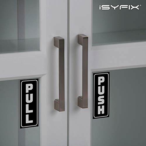 iSYFIX Push Pull Stickers Sign, 2x5 inch, Black/White, 2 Sets - color: Black / White, size: Vertical 2x5