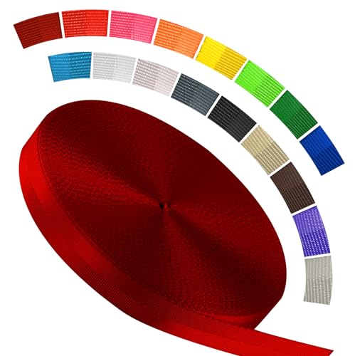 Polyester Webbing Strap 16+Colors – 1"&1.5"&1.9" – 16.5 25 33 55 Yards Heavy Duty Webbing Roll, Flat Webbing Strap for Indoor&Outdoor Gear, DIY Crafting, Repairing - color: Claret, size: 1"-33 yards