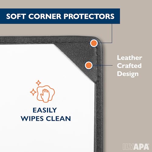Ilyapa 5 Pack Restaurant Menu Covers 11 x 17 - Vinyl Leather Menu Holder, Single Sided Book with Corner Sleeves for Display of Wedding Menus, Weekly Kitchen Specials & Bar Drinks for Table Top - size: 11 x 17