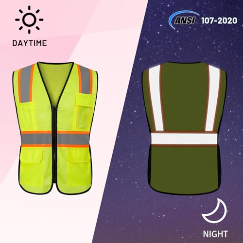 Safety Vest for Women, High Visibility Reflective Vest, Yellow, M - color: 1pc Yellow, size: Medium