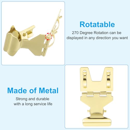 PATIKIL 10Pcs Metal Sign Clip Rotatable Sign Holder Stand Clip Gold Tone - color: Gold