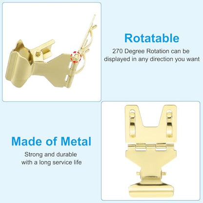 PATIKIL 10Pcs Metal Sign Clip Rotatable Sign Holder Stand Clip Gold Tone - color: Gold