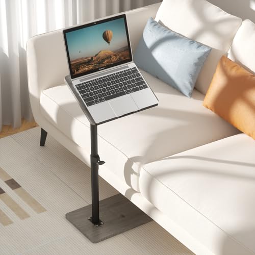 YUHFERA Sofa Armrest Tray Table for Couch - 360° Swivel Height Adjustable End for Small Spaces, Snack Side Table for Bed or Chair with Phone & Tablet Slot (Gray,Angle Adjustable) - color: Taupe, size: Angle Tilt
