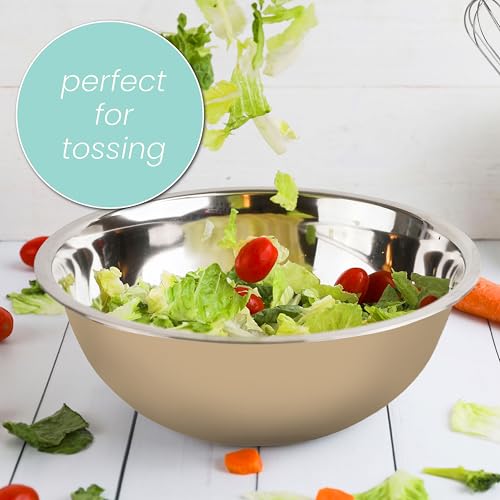 WHYSKO Stainless Steel Mixing Bowls Set, 5-Piece Meal Prep & Food Storage - color: Khaki