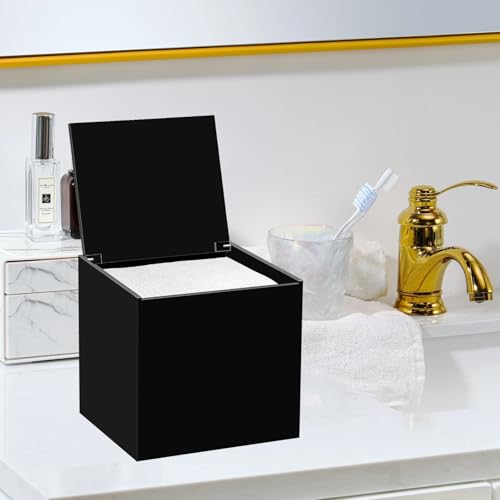 Face Towel Disposable Holder Container Acrylic Facial Towels Box, Black - color: Black
