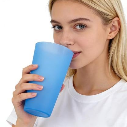 32oz Plastic Cups Reusable set of 12, Large Plastic Tumbler Coastal - color: Coastal Colors