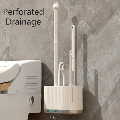 Basaza Toilet Brush and Holder Set Hidden Toilet Bowl Cleaning Brush and Holder for Bathroom Toilet Bowl Cleaner Brushes & Holders 4 in 1 White Bathroom Accessories - color: #A5 White Toilet Brush and Holder Set