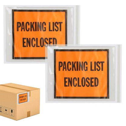 PSBM 1000 PCS, 4.5 x 5.5 Inch Orange Full Face Packing List Enclosed Bags, Shipping Mailing Envelopes and Packing Slip Pouches for Mailing Labels, Invoices and Documents - size: 4.5" x 5.5" / Back Side Load