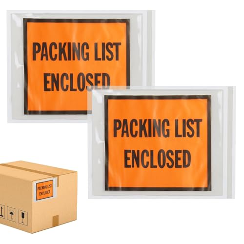 PSBM 1000 PCS, 7 x 5.5 Inch Orange Full Face Packing List Enclosed Bags, Shipping Mailing Envelopes and Packing Slip Pouches for Mailing Labels, Invoices and Documents - size: 7.5" x 5.5" / Top Load