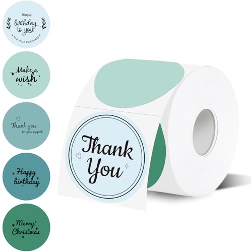 2 inch Round Thermal Label,Green Circle Thermal Sticker Labels for Business and Home,Direct Thermal Printer Label for DIY Logo Design,Thanks Card,500 Labels/1 Roll - color: Green Gradient, size: 2 inch