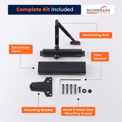 Boomerang D8016 Heavy-Duty Designer Auto Commercial Door Closer - color: Matte Black