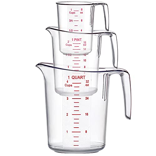 Amazing Abby - Melissa - Plastic Measuring Cups (3-Piece Set), Food-Grade Measuring Jugs, 1/2/4-Cup Capacity, Unbreakable, Stackable, Dishwasher-Safe, Great for Oil, Vinegar, Flour, and More