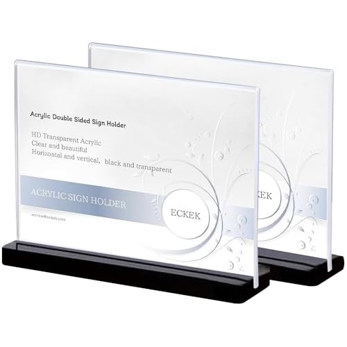 Acrylic Sign Holder (Black Horizontal A6 148×105mm/5.83×4.13 inches)