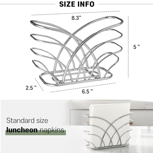 Napkin Holder for Table, Silver Iron Upright Paper Dispenser - color: Q - Luncheon Napkin Holder - Silver, size: Luncheon Napkin Holder