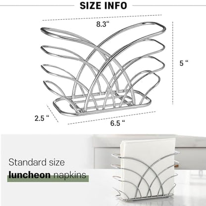 Napkin Holder for Table, Silver Iron Upright Paper Dispenser - color: Q - Luncheon Napkin Holder - Silver, size: Luncheon Napkin Holder