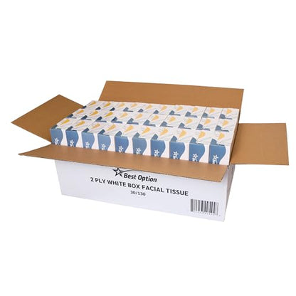 Soft 2-Ply Facial Tissue, White, 130-Count Box | Professional, Gentle and Durable | Great for Bathroom, Office, Business, School (3,900 Tissues, Bulk Pack of 30-Boxes)