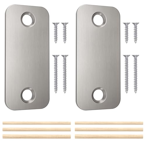 1" x 2-1/4" Door Hole Cover Plate, Stainless Steel Door Strike Filler Plate - color: Brushed Nickel, size: 2 Pack