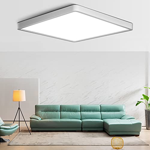 LightingWill 12Inch 24W Square LED Flush Mount Ceiling Light, 5000K Daylight White LED Ceiling Lamp, Surface Mount Modern Ceiling Light Fixture for Bedroom, Kitchen, Bathroom, Hallway, Laundry Room - color: Daylight White, size: 12 inch White
