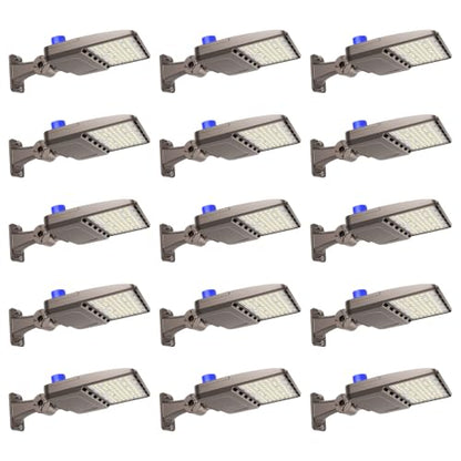 YXL LED Parking Lot Shoebox Light with Dusk to Dawn Photocell, 21000LM 5000K Daylight Arm Mount, IP65 Waterproof Area Light for Parking Lot Sports Stadium 150W 15Pack - size: 150W Arm 15Pack