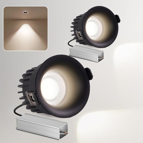 3 Inch LED Recessed Lights, Waterproof, Dimmable, 3CCT, CRI98 Ceiling Light - color: Black-Gray, size: 3 Inch-2 Pack