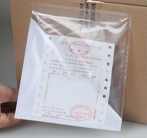 Clear Shipping Label Sleeves 7" x 5.7" – Packing Slip Pouches with Strong Adhesive – Waterproof Packing List Envelopes 100 Pack – Durable Label Pouches for Shipping