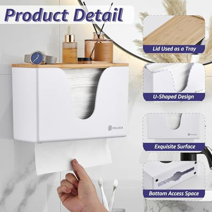 Pollock Paper Towel Dispenser with Lid,Wall Mount or Countertop,White - color: Blk-5857u-white