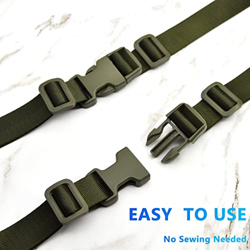 1 inch Buckles Straps Set with 10 Yards Nylon Webbing, 10 pcs Quick Side Release Plastic Buckle, 20 pcs Tri-glide Slide Clip for Luggage and Backpack Replacement (Army Green) - color: Army Green