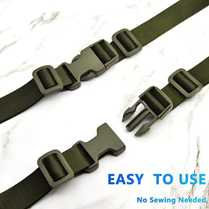 1 inch Buckles Straps Set with 10 Yards Nylon Webbing, 10 pcs Quick Side Release Plastic Buckle, 20 pcs Tri-glide Slide Clip for Luggage and Backpack Replacement (Army Green) - color: Army Green