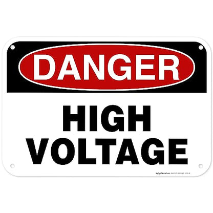 Danger High Voltage Sign, 12x18 Inches, 55 mil thick HDPE (high density - size: 12x18 - Polyethylene