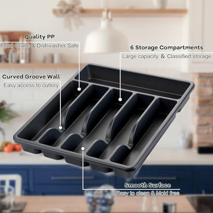 Pleafind 𝟏𝟒% 𝐎𝐅𝐅 73-Piece Silverware Set with Organizer - Heavy Duty Stainless Steel Flatware Set Service for 12, Cutlery Utensil Sets with Steak Knives, Tableware Set for Home Restaurant - size: 73 pieces