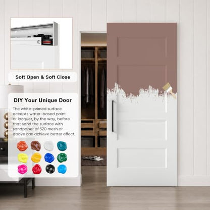 36"x84" 5-Panel Concealed Sliding Barn Door with Soft Close
