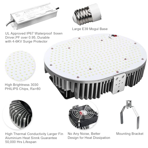 OSTEK 150W LED Shoebox Retrofit Kit – 20,250LM 5000K, E39 Mogul Base, Replaces 600W MH/HPS/HID Bulbs, LED Retrofit Light for Parking Lots, Tennis Courts & Street Lighting