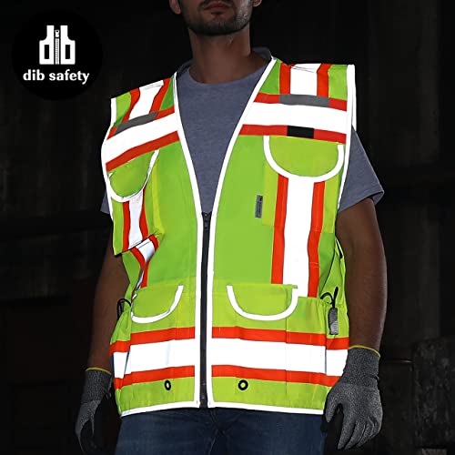 Dib Safety Hi Vis Heavy Duty Surveyor Safety Vest Made with 3M Tape - color: Yellow / Heavy Duty, size: Large