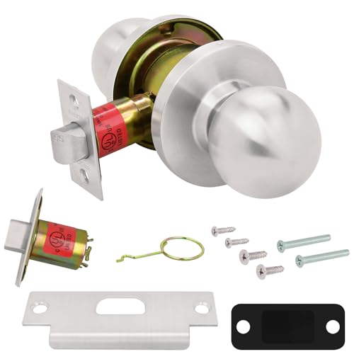 Nuk3y Bella Grade 2 Commercial Duty Cylindrical Knob Lockset UL Rated (Satin Stainless Steel, Passage) - size: Passage