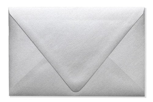 LUXPaper A9 Contour Flap Invitation Envelopes | 5 3/4" x 8 3/4" | Silver Metallic | 80lb. Text | 50 Qty - color: Silver Metallic