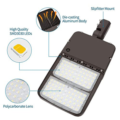 LED Parking Lot Light 300W/240W/200W Adjustable with Dusk to Dawn - size: 300W-Slip Fit-1Pack