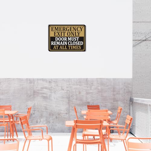 Emergency Exit Only Signs Door Must Remain Closed At All Time Sign 10" x 7" Acrylic Plastic Keep Gate Closed Sign Self-adhesive for Restaurant Salons Hotel Motel Rest Stops Public