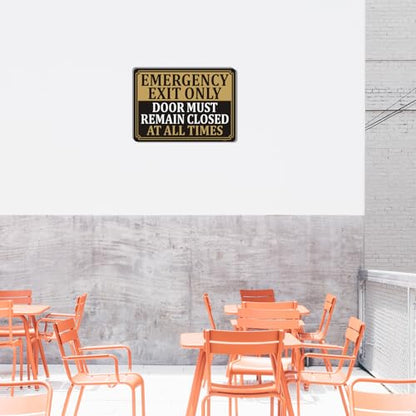 Emergency Exit Only Signs Door Must Remain Closed At All Time Sign 10" x 7" Acrylic Plastic Keep Gate Closed Sign Self-adhesive for Restaurant Salons Hotel Motel Rest Stops Public