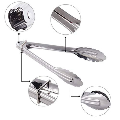 HINMAY Mini Stainless Steel Serving Tongs Small Tongs Set (7-Inch 3 Pieces) - size: 7" 7" 7"