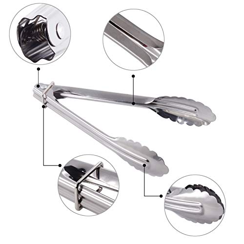 HINMAY Mini Stainless Steel Serving Tongs Small Tongs Set (7-Inch 3 Pieces) - size: 7" 7" 7"