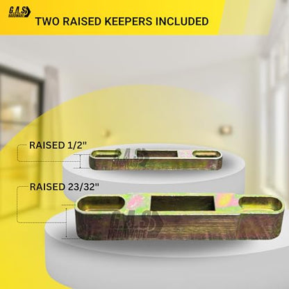 Sliding Door Mortise Lock and Trim Plate Keeper | 1" Wide Mortise Lock and Two Keepers with 5-1/4" Screw Holes with 45 Degree Keyway | Fix and Repair Patio Glass Door Latch Lock Set - size: Mortise Lock with Trimplate/Keepers