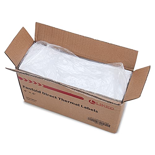 LLIKED 2500 4x6 Thermal Labels Fanfold, Direct Thermal Shipping Labels - Perforated and Strong Adhesive - size: 2500 Labels