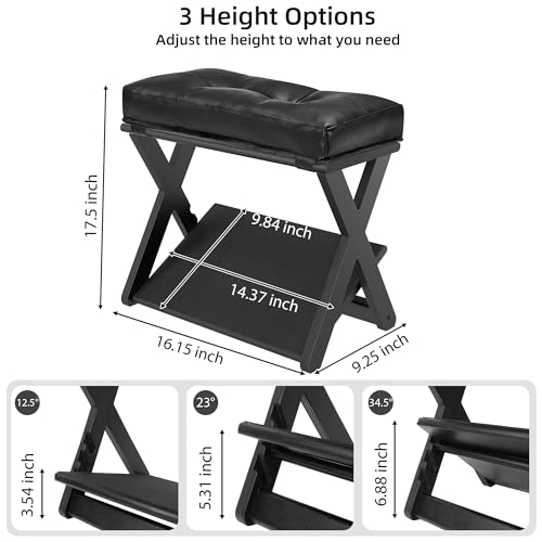 Adjustable Foot Rest Under Desk at Work, Wooden Footrest - color: Dark Black
