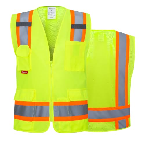 ProtectX High Visibility ANSI Class 2 Safety Vest with 7 Pockets - color: Green, size: 4X-Large